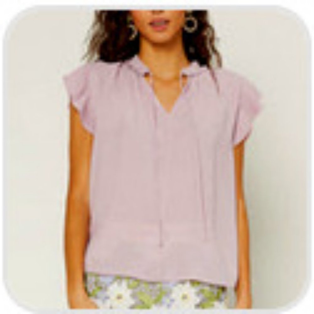 Current Air Pleated Flutter Sleeve Blouse